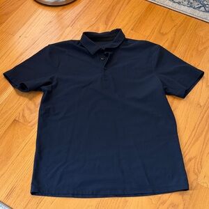 Lululemon short sleeve polo shirt navy blue herringbone size medium